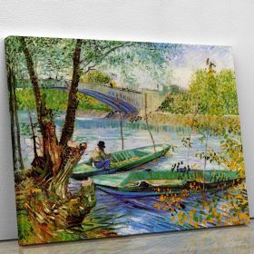 Fishing In Spring By Van Gogh Canvas Print Or Poster (Type: Premium Framed Canvas Print, size: 40" x 26" / 100cm x 65cm (approx))