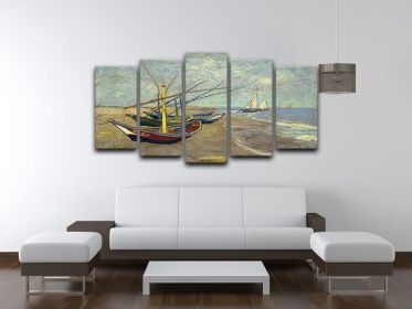 Fishing Boats At Sainte Marie 5 Split Panel Canvas (Type: Standard Framed Canvas Print (Split-Panel), size: 104" x 48" / 265cm x 120cm (Approx))